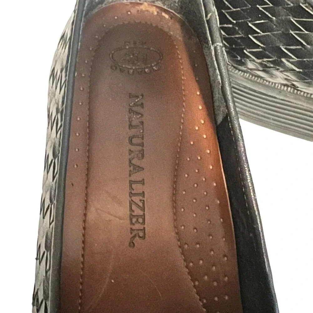 Naturalizer Fit4U Woven Braided Leather Loafer Slip On Shoes Womens Sz 8 Black